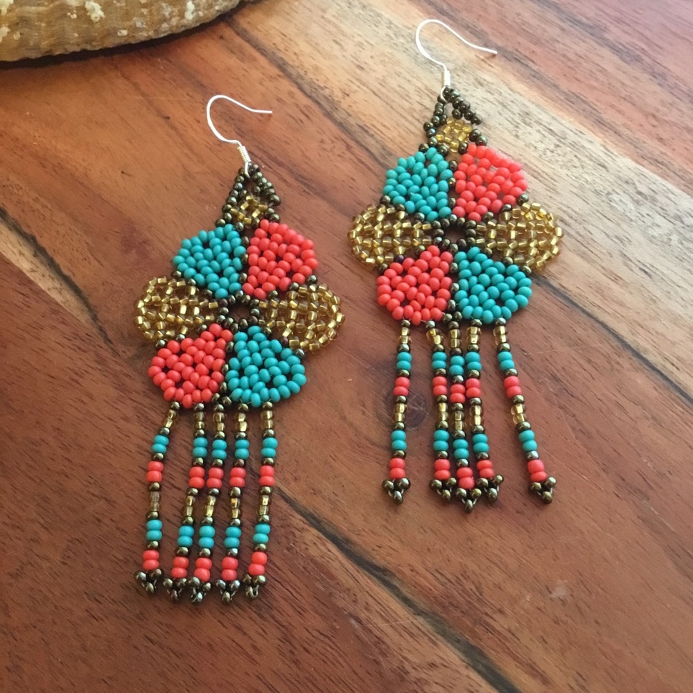 Handcrafted Boho Beaded Daisy Fringe Earrings | Artisan Floral Jewelry